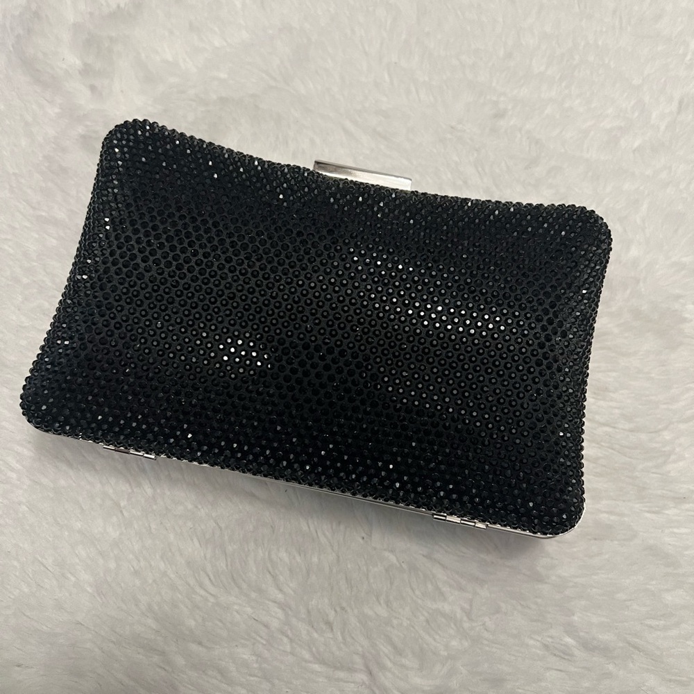 Elegant Sparkle Black Badgley Mischka Clutch Evening Bag